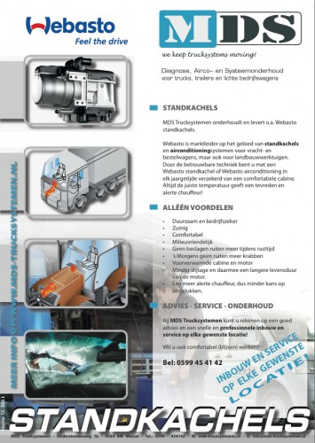 Webasto standkachels, flyer voor MDS Trucksystemen