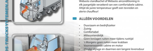 Webasto standkachels, flyer voor MDS Trucksystemen