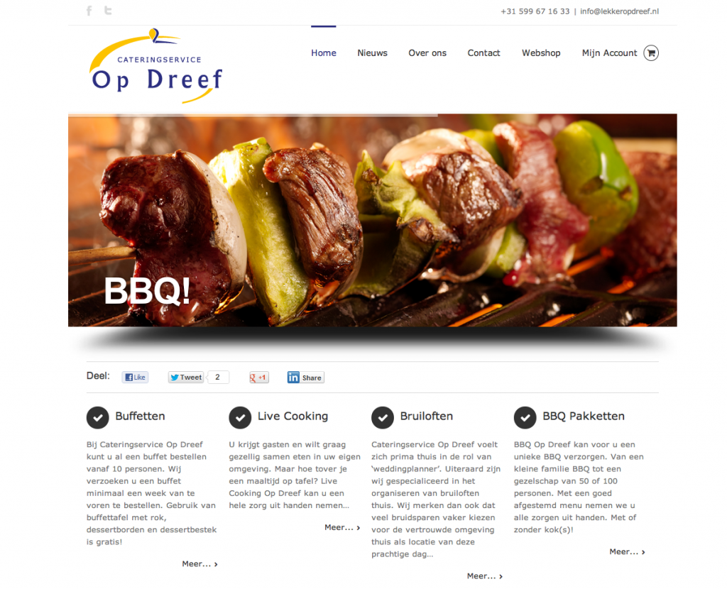 Studio CC: website met geïntegreerde webshop voor Cateringservice Op Dreef